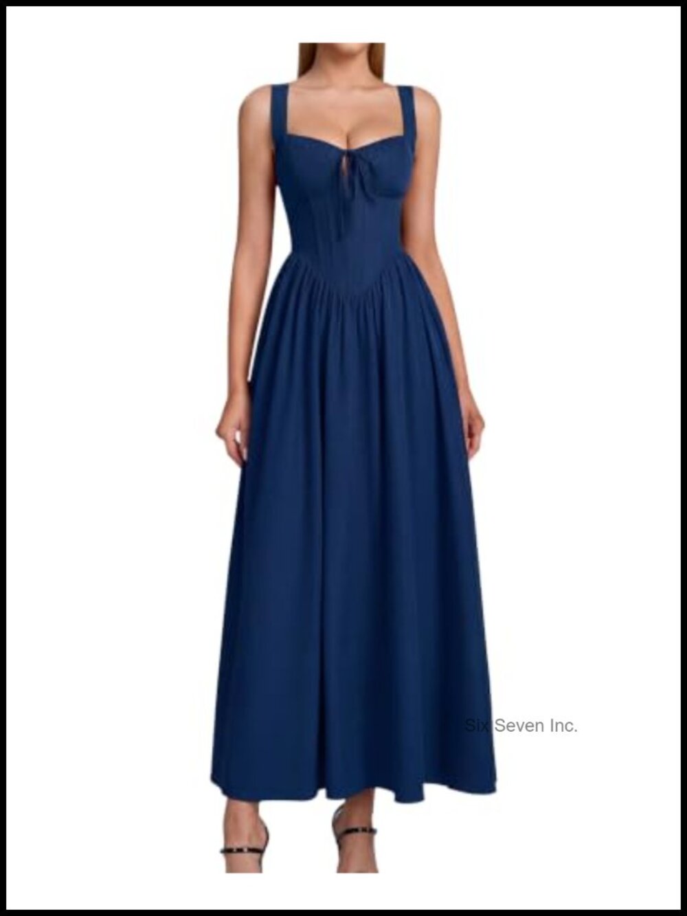Corset Midi Dress Sweetheart Neckline A-Line Lace-Up Back Wedding Guest